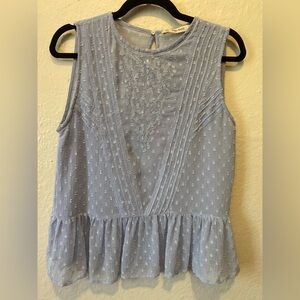 BLUE LACE PEPLUM TOP ZARA